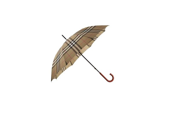 O clássico guarda-chuva da Burberry é estampado com o xadrez icônico da marca britânica. Preço sob consulta