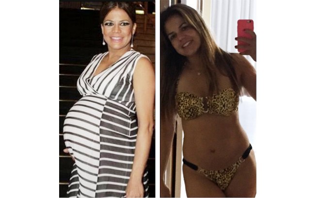 Nívea Stelmann mostra como estava durante a gravidez de Bruna e como está agora e comemora a boa forma aos 41 anos