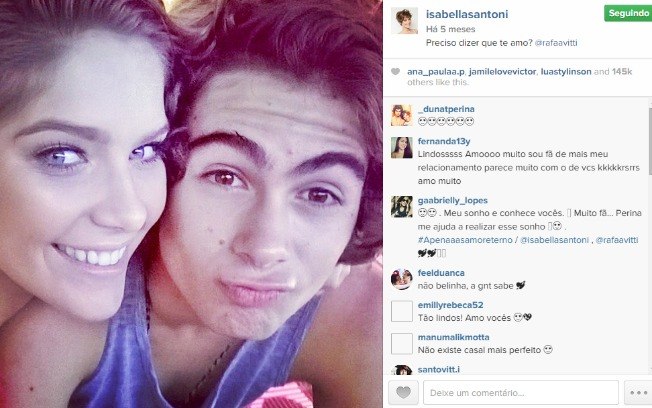 As fotos de Rafa Vitti e Isabella Santoni nas redes sociais