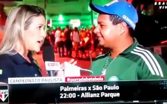 Já na ESPN, Gabriela Moreira deu bronca em torcedor do Palmeiras que disse: 'A expectativa é a gente ganhar dos bichas'. Ela: 'Vamos tentar modernizar este pensamento'