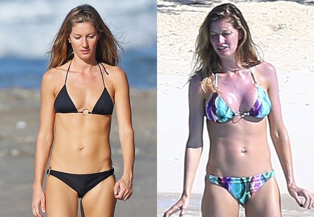 Gisele Bündchen antes e depois (Foto: Grosby Group)