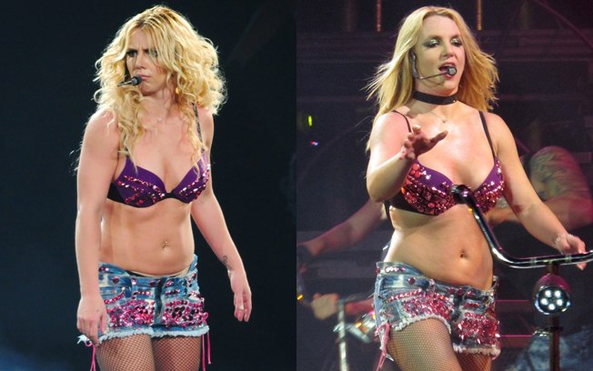 Antes e depois%3A Britney em junho nos Estados Unidos%2C e nesse sábado (29) em Londres