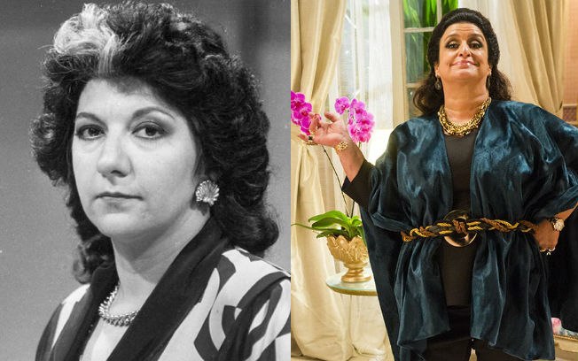 Grace Gianoukas é Teodora, papel de Jandira Martini em 1987, como esposa de Aparício (Alexandre Borges) e mãe de Fedora (Tatá Werneck)