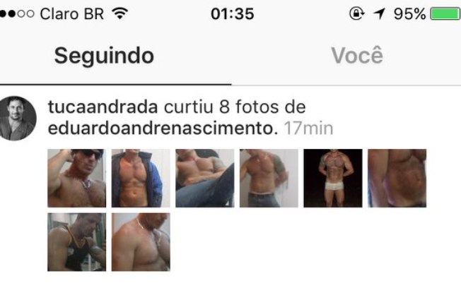 Tuca Andrada curtiu fotos picantes de um rapaz na web