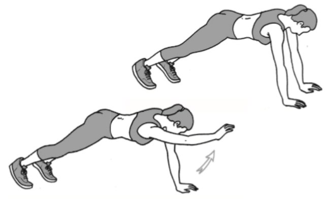 Exercícios da prancha com o braço estendido