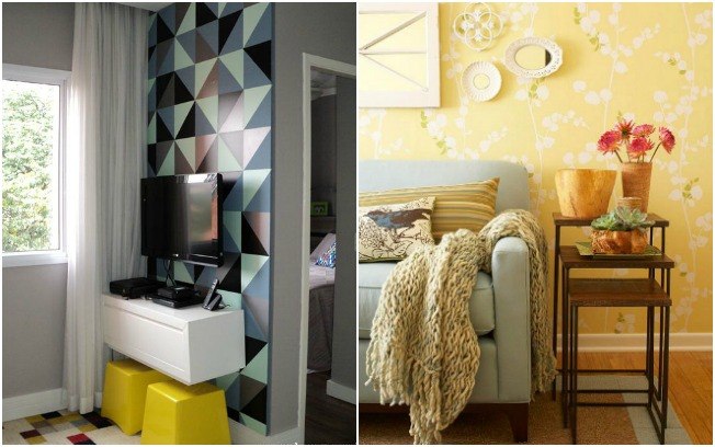 Papel de parede para sala colorido também é uma ótima opção para os que gostam de cores