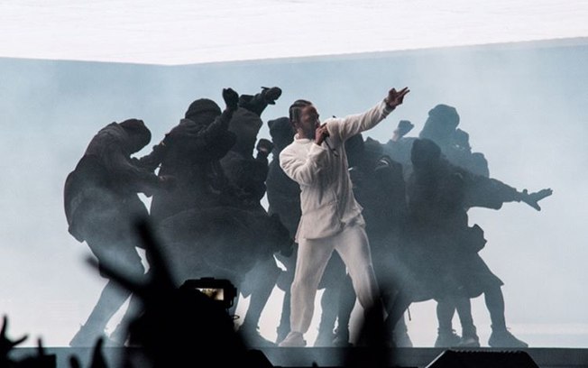 Kendrick Lamar em show no Coachella%2C nos Estados Unidos%2C nesse domingo (16)