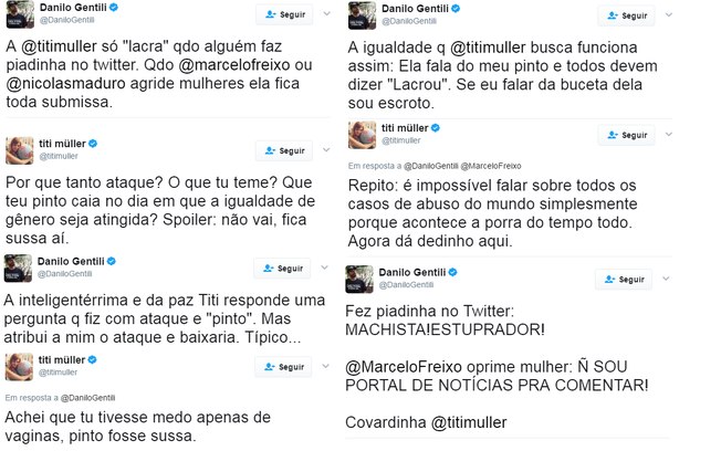 Danilo Gentili e Titi Müller discutiram no Twitter