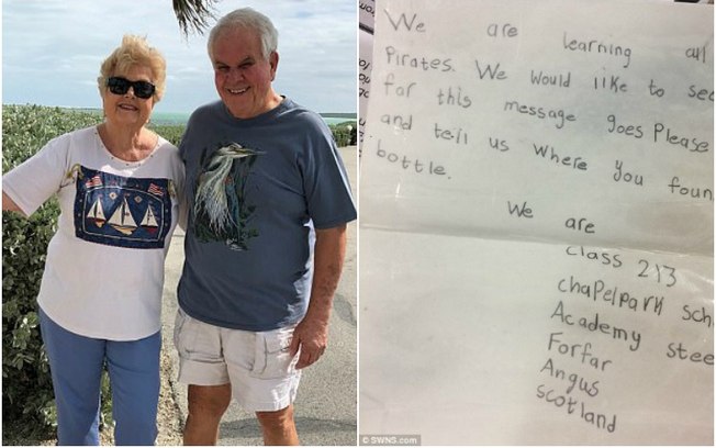 Ruth e Lee Huenniger responderam a uma carta que encontraram dentro de uma garrafa na praia e tiveram resposta